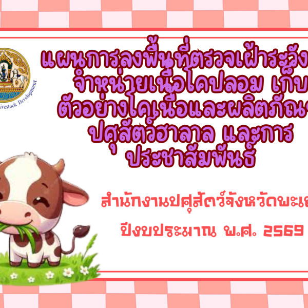 แผนการลงพื้นที่ตรวจเฝ้าระวังการจำหน่ายเนื้อโคปลอม เก็บตัวอย่างโคเนื้อและผลิตภัณฑ์ปศุสัตว์ฮาลาล และการประชาสัมพันธ์